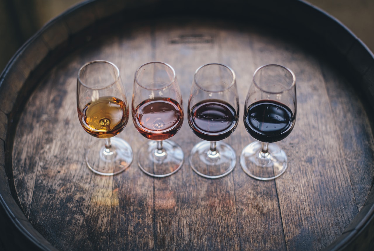 A wine laboratory with testing equipment and a glass of wine