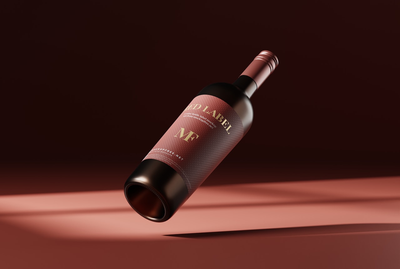 Same wine bottle photographed twice — front label and back label side by side