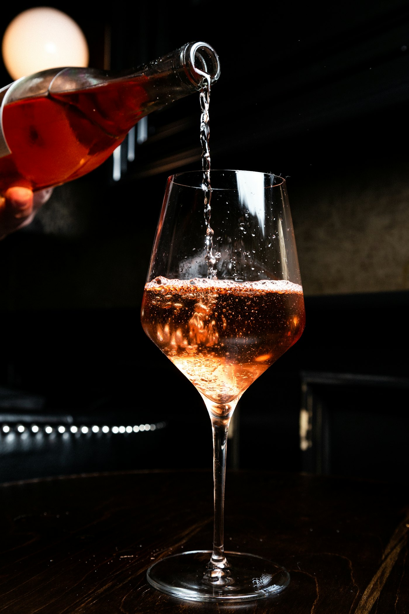 A wine glass in warm light