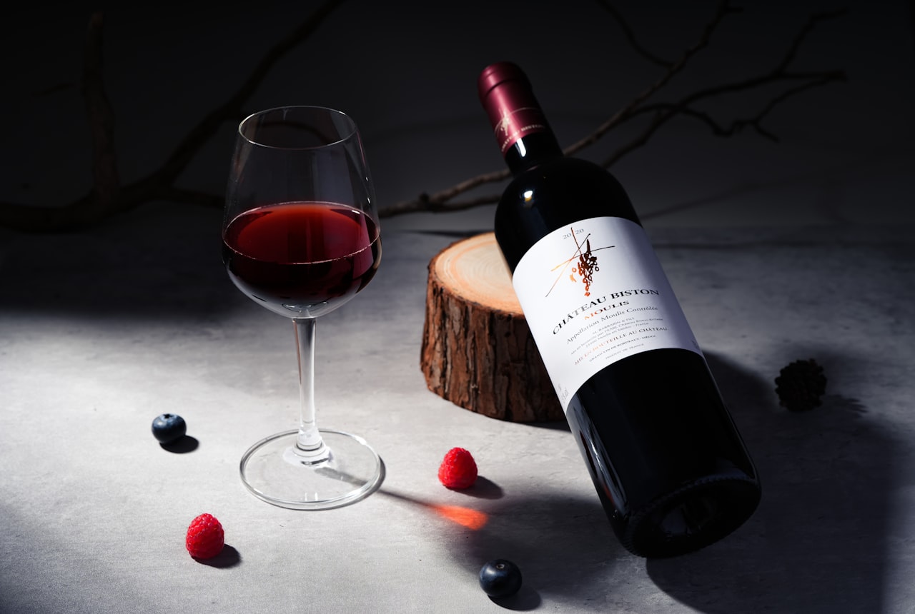 A glass of red Cabernet Franc